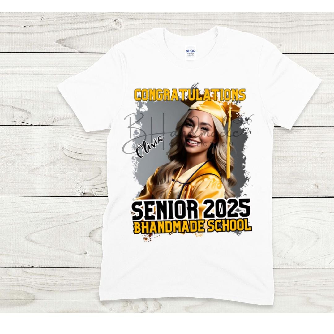 Custom Graduation Shirt | Class of 2025 | graphic style 21| Photo, Name, School Colors