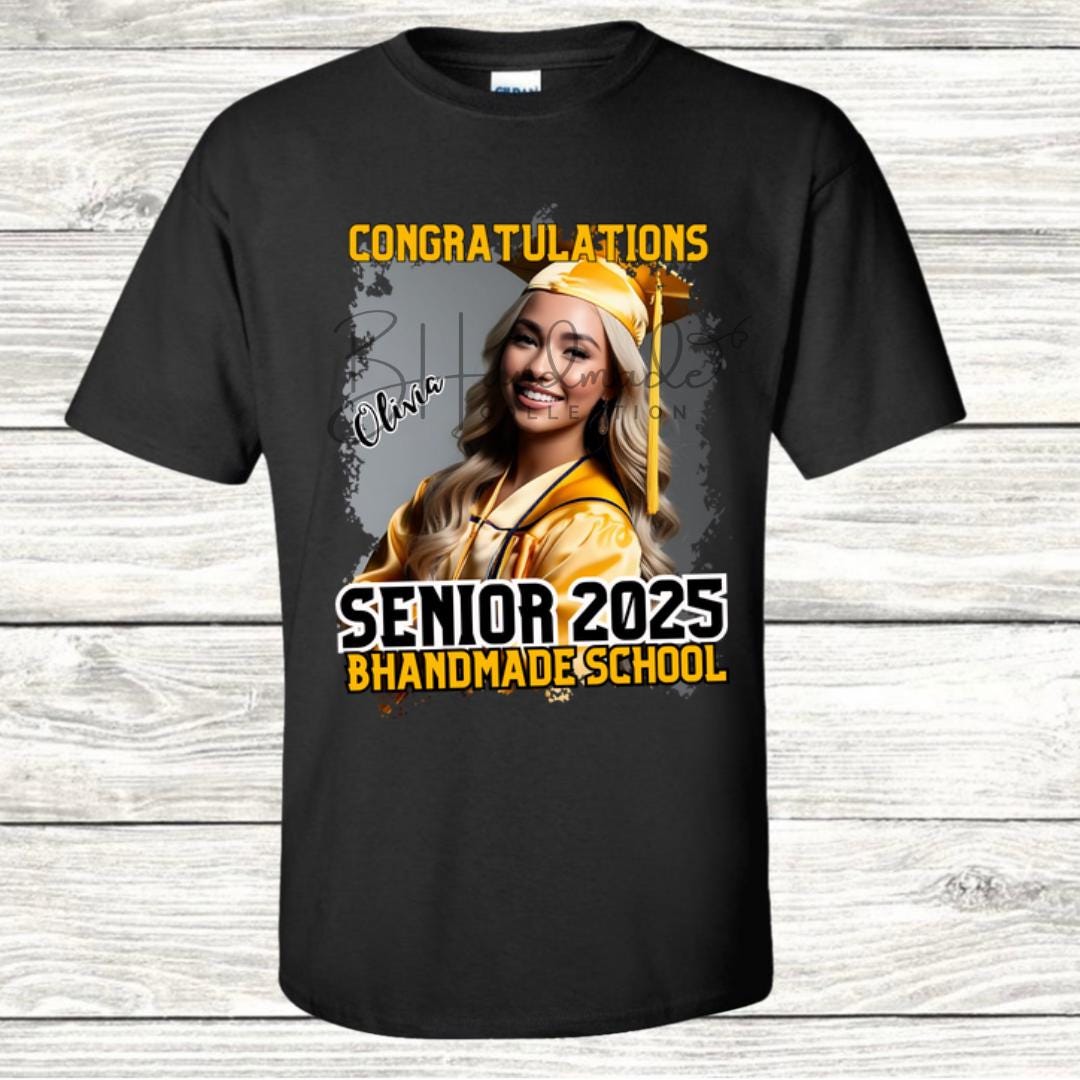 Custom Graduation Shirt | Class of 2025 | graphic style 21| Photo, Name, School Colors