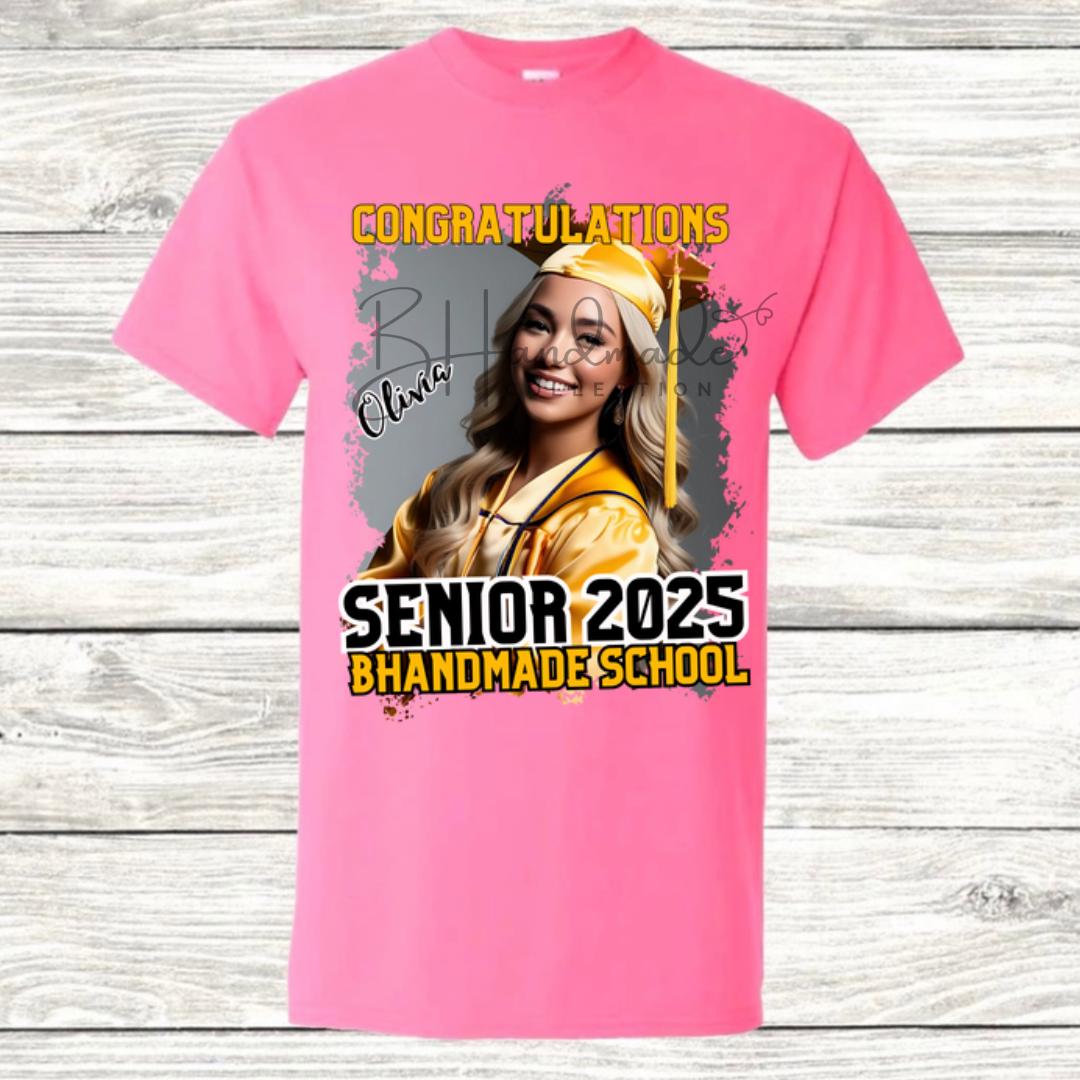Custom Graduation Shirt | Class of 2025 | graphic style 21| Photo, Name, School Colors