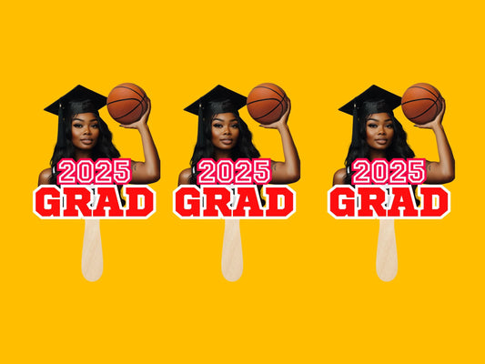 Custom Graduation Face Fans – Personalized Photo, School Colors & Mascot – Handheld Paddle Fans for Ceremonies, Parties style 10