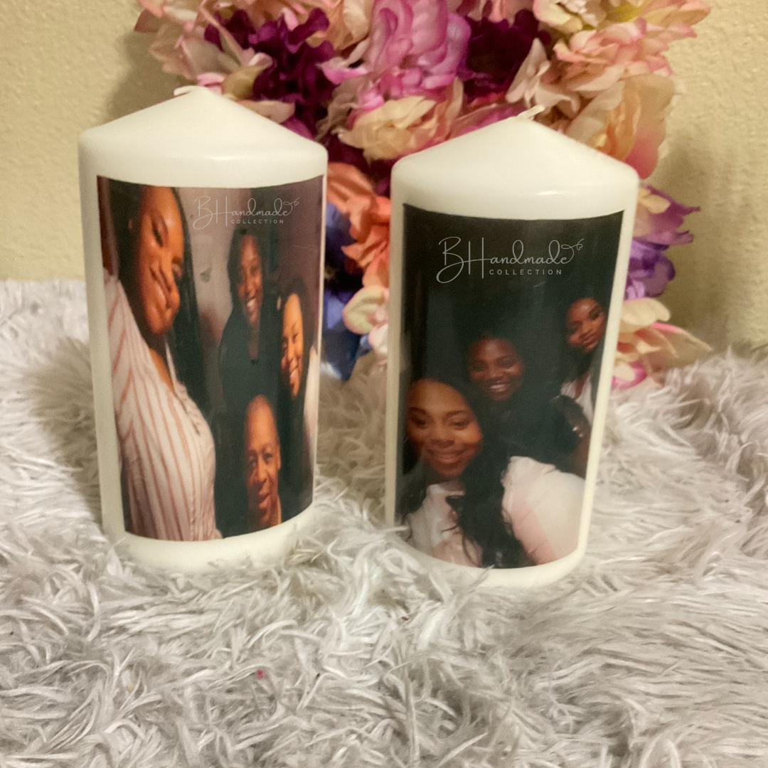 Personalized Photo Candle – Custom Memorial, Mother’s Day, Father’s Day Gift – Custom Picture Wax Pillar Candle for Special Occasions