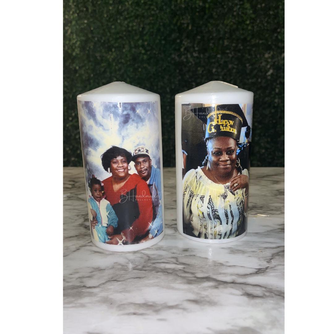 Personalized Photo Candle – Custom Memorial, Mother’s Day, Father’s Day Gift – Custom Picture Wax Pillar Candle for Special Occasions