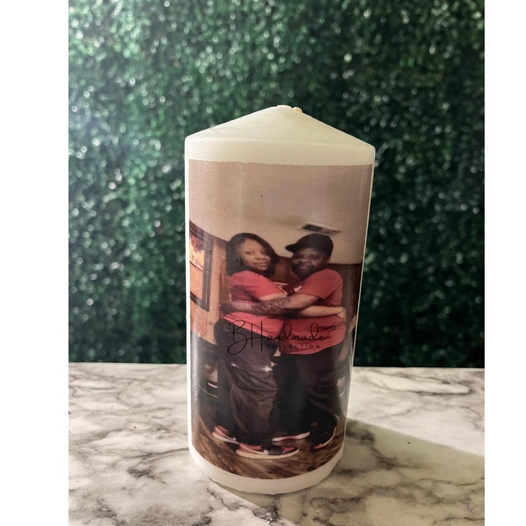 Personalized Photo Candle – Custom Memorial, Mother’s Day, Father’s Day Gift – Custom Picture Wax Pillar Candle for Special Occasions