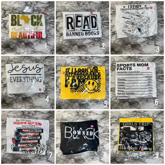 Clearance Graphic Tees – Funny, Cute, Streetwear | Sizes S–3X | Final Sale | Black-Owned Biz (2x)