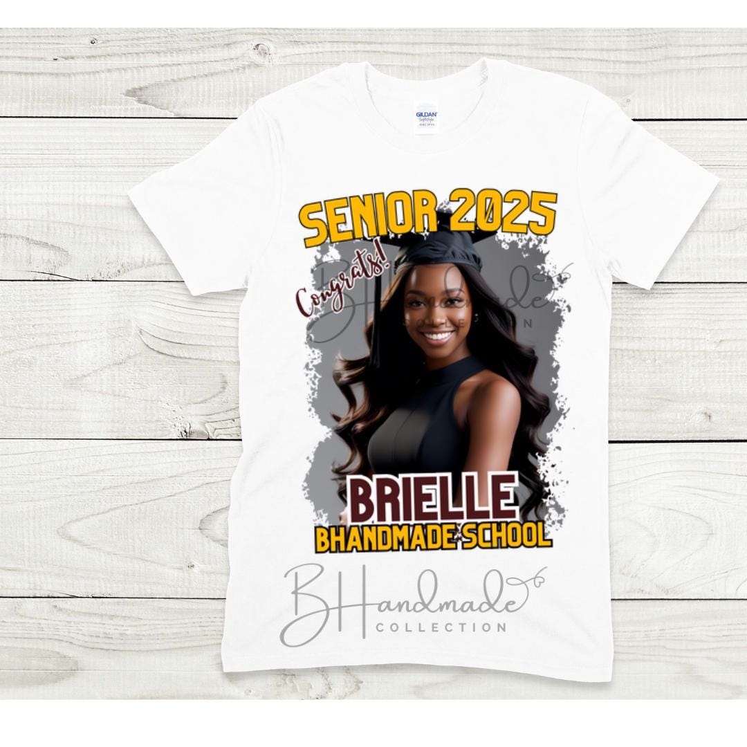 Custom Graduation Shirt | Class of 2025 | graphic style 5| Photo, Name, School Colors