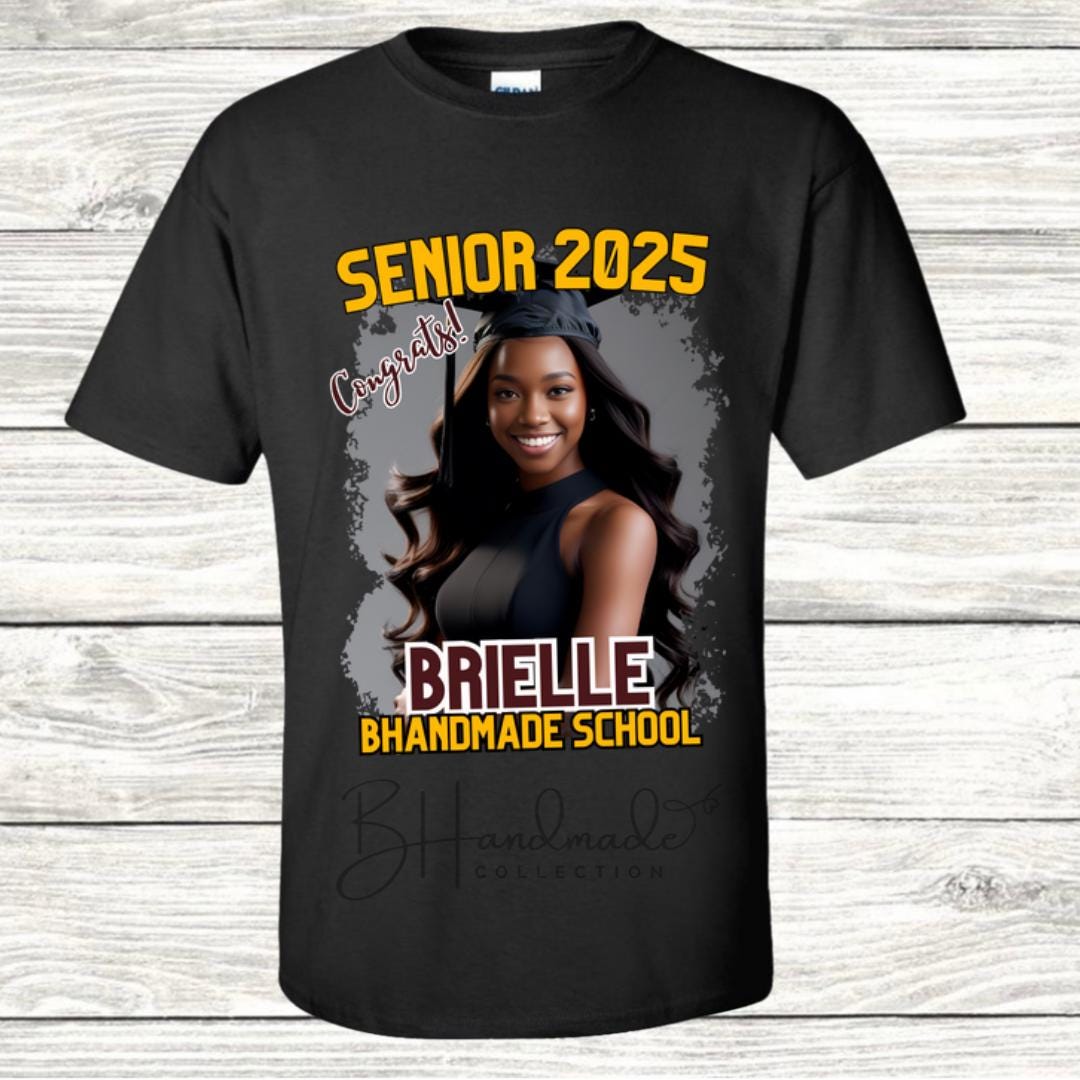 Custom Graduation Shirt | Class of 2025 | graphic style 5| Photo, Name, School Colors