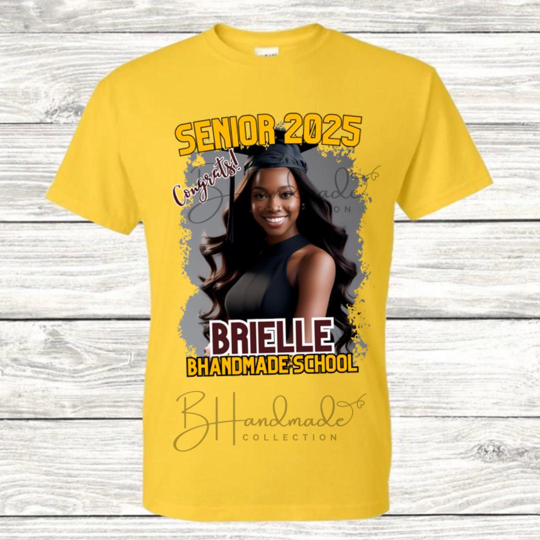 Custom Graduation Shirt | Class of 2025 | graphic style 5| Photo, Name, School Colors