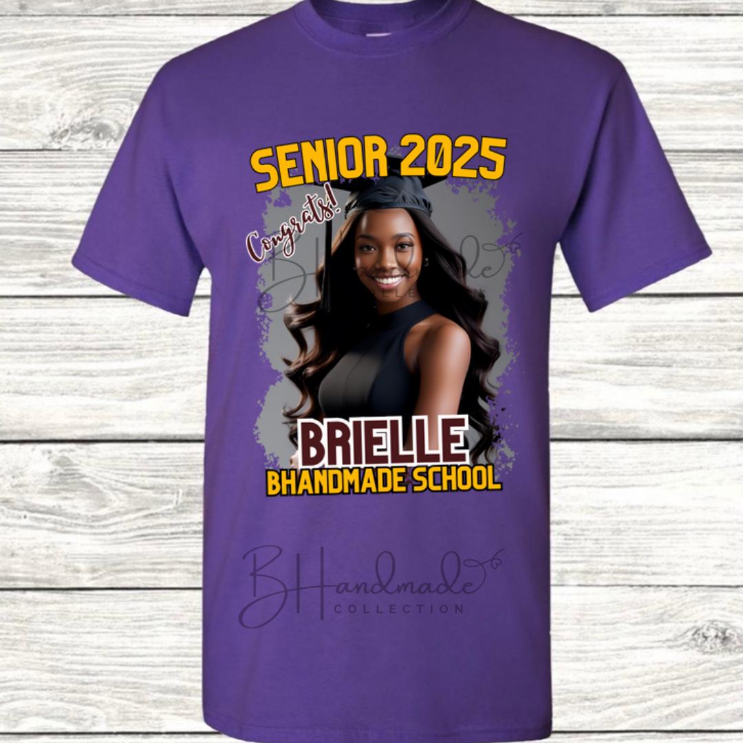 Custom Graduation Shirt | Class of 2025 | graphic style 5| Photo, Name, School Colors