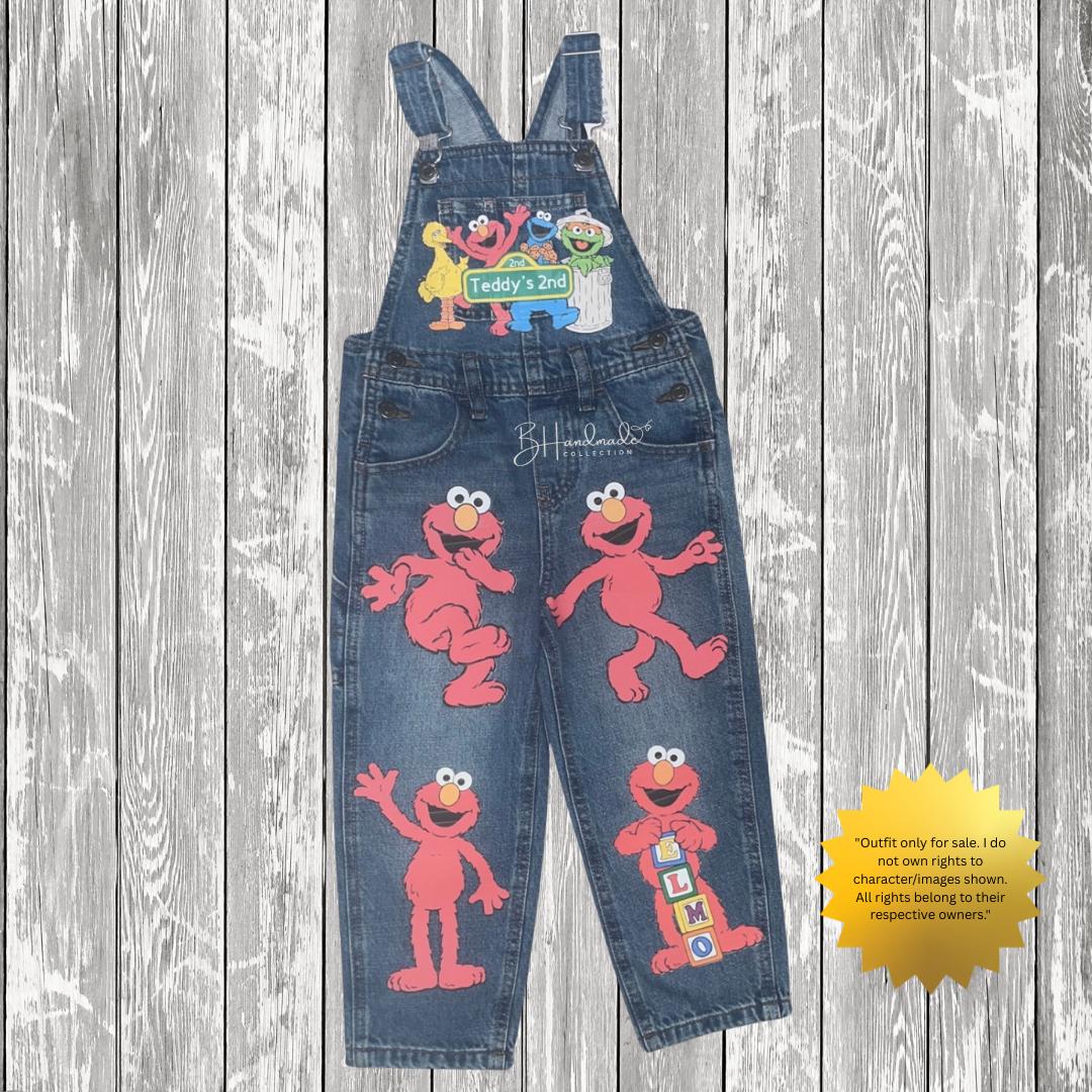 Red Monster Birthday Outfit – Furry Friend-Inspired Theme – Custom Handmade Toddler Party Outfit – Overalls, Skirt, Shorts, or Tutu