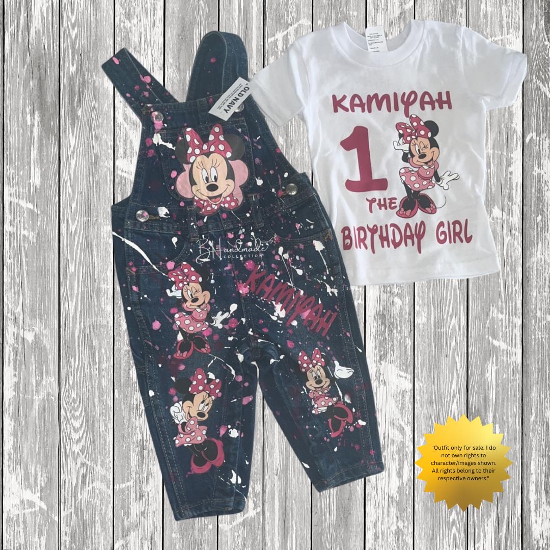 Mouse themed Birthday Girl Custom Overall Birthday Outfit