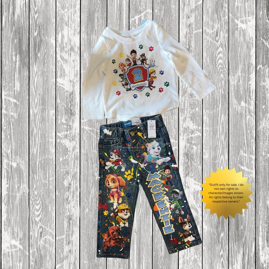 Puppy Hero-Inspired Birthday Outfit – Custom Toddler Overalls, Skirt, Shorts, or Tutu – Rescue Dog Adventure Theme – Handmade First Birthday Clothes