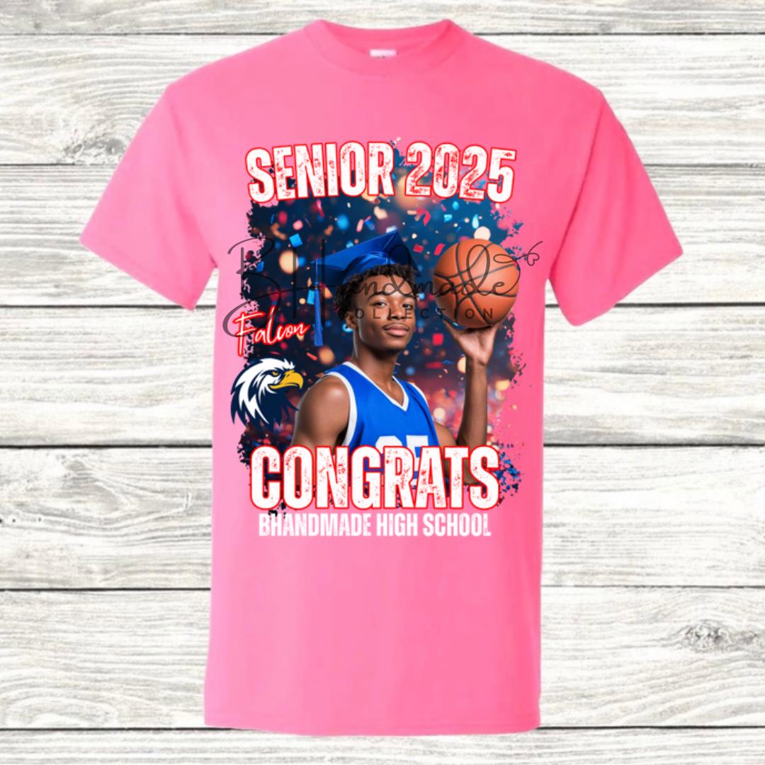 Custom Graduation Shirt | Class of 2025 | graphic style 4| Photo, Name, School Colors