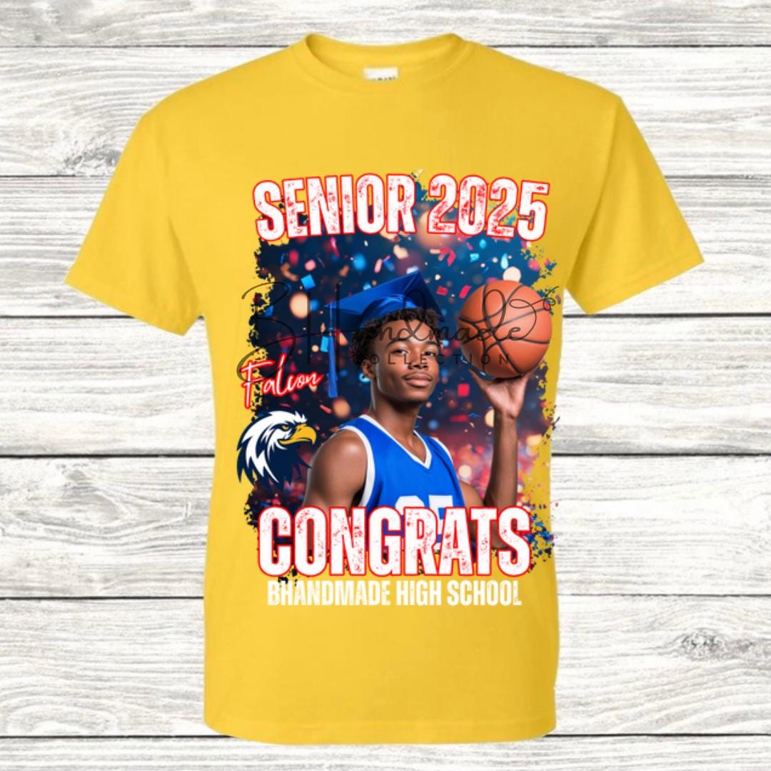 Custom Graduation Shirt | Class of 2025 | graphic style 4| Photo, Name, School Colors