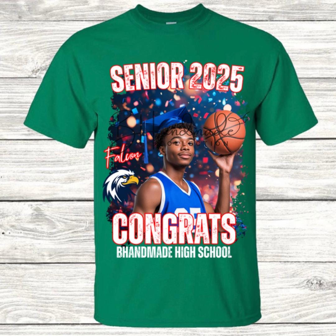 Custom Graduation Shirt | Class of 2025 | graphic style 4| Photo, Name, School Colors