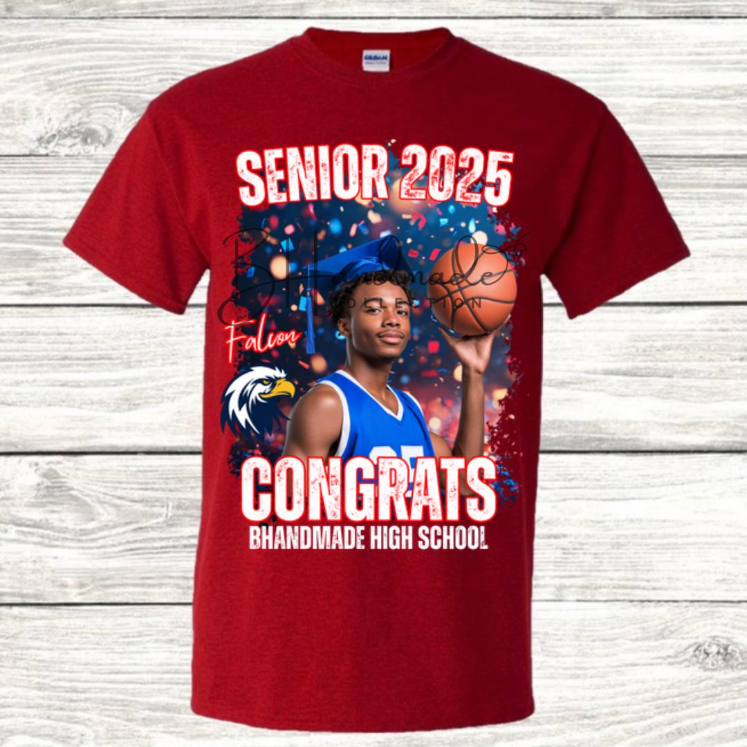 Custom Graduation Shirt | Class of 2025 | graphic style 4| Photo, Name, School Colors