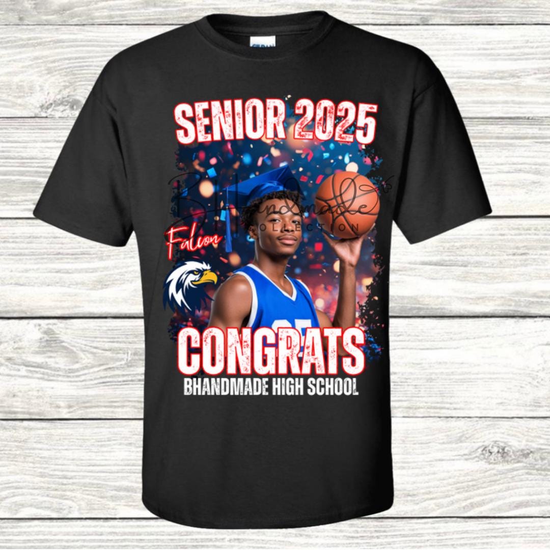 Custom Graduation Shirt | Class of 2025 | graphic style 4| Photo, Name, School Colors