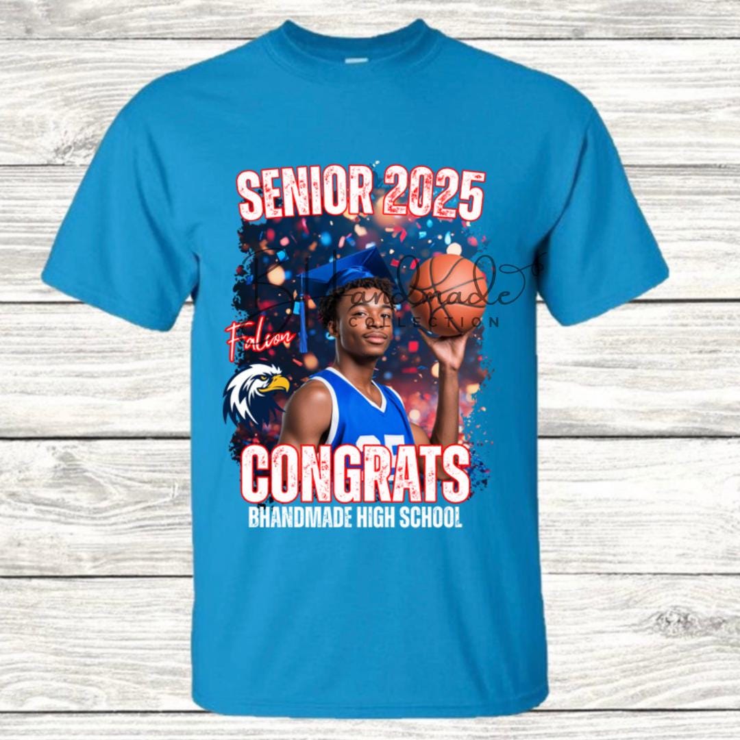 Custom Graduation Shirt | Class of 2025 | graphic style 4| Photo, Name, School Colors