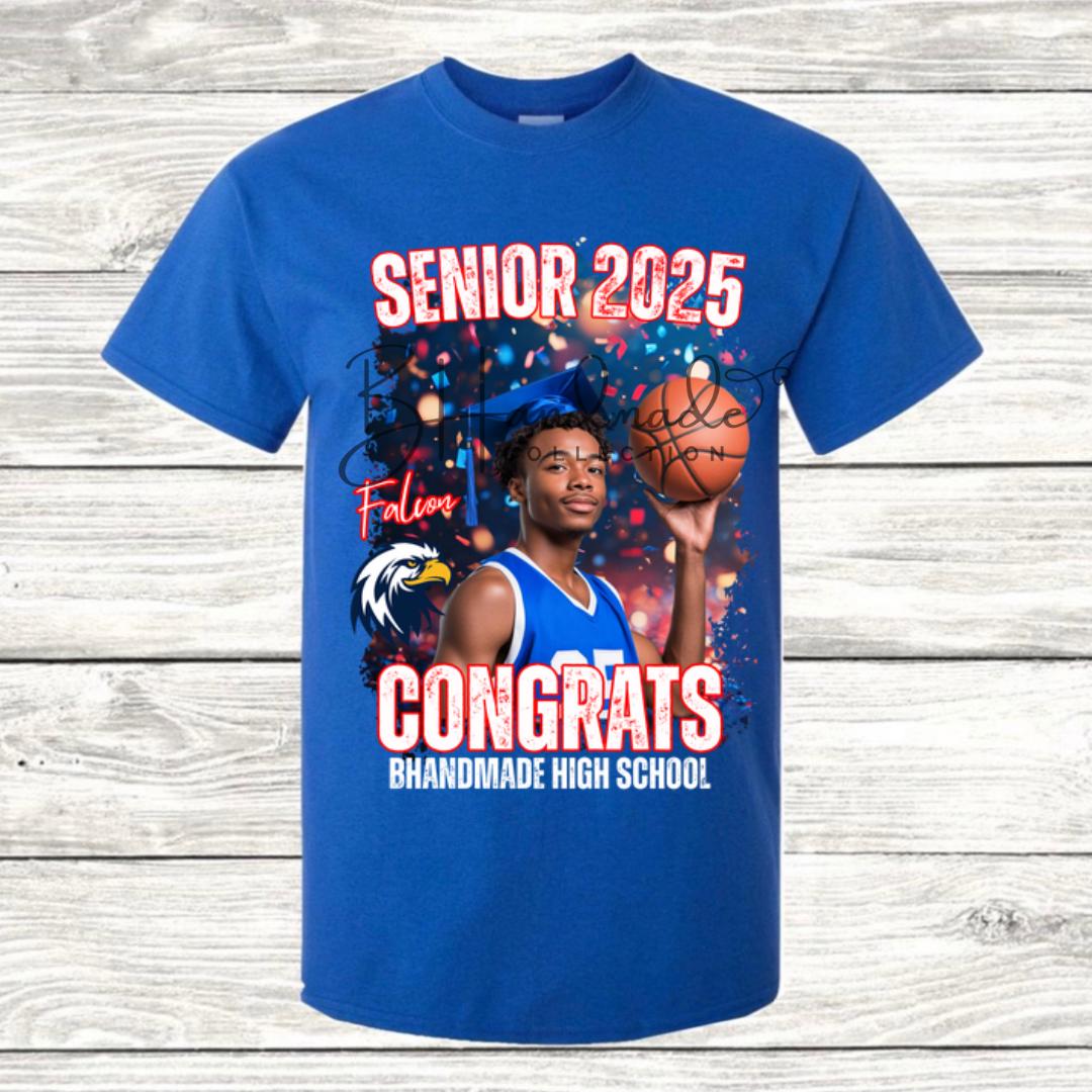 Custom Graduation Shirt | Class of 2025 | graphic style 4| Photo, Name, School Colors