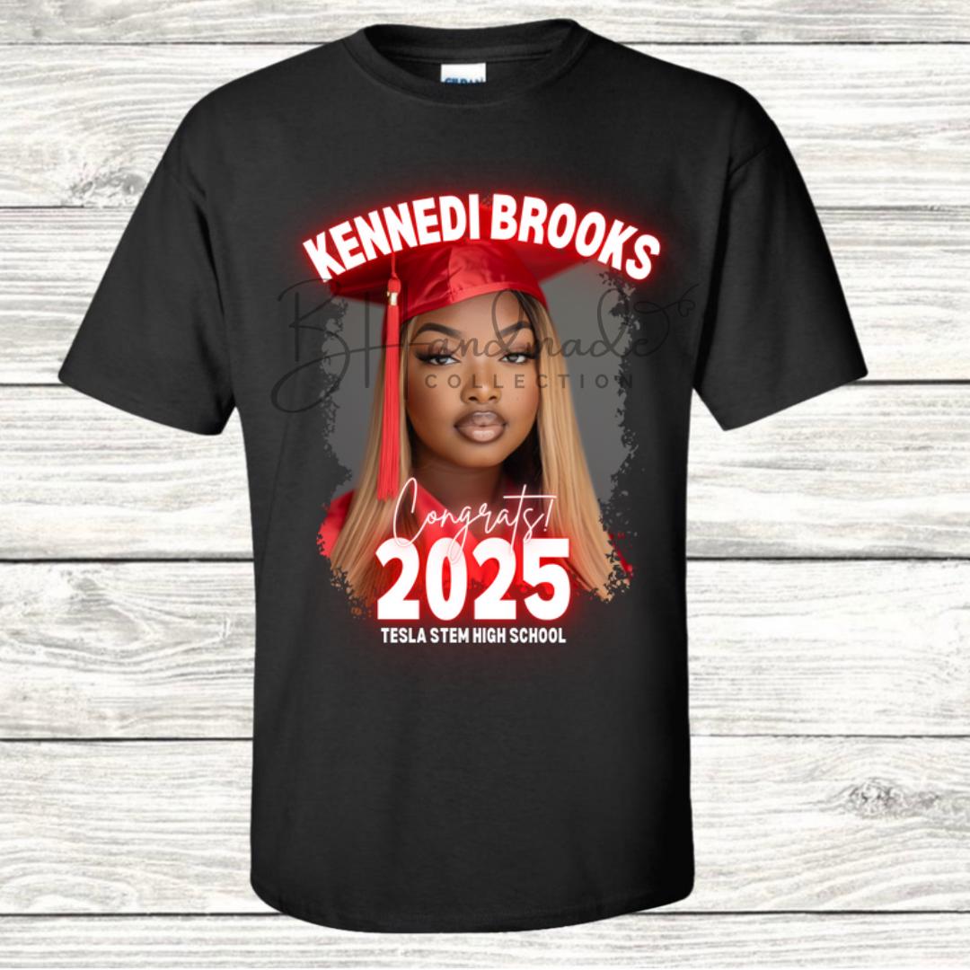 Custom Graduation Shirt | Class of 2025 | graphic style 1| Photo, Name, School Colors