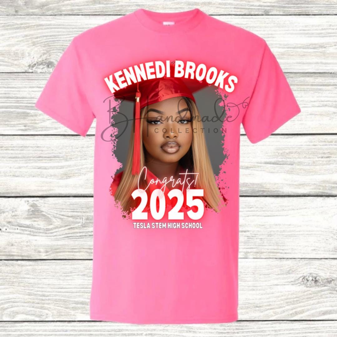 Custom Graduation Shirt | Class of 2025 | graphic style 1| Photo, Name, School Colors