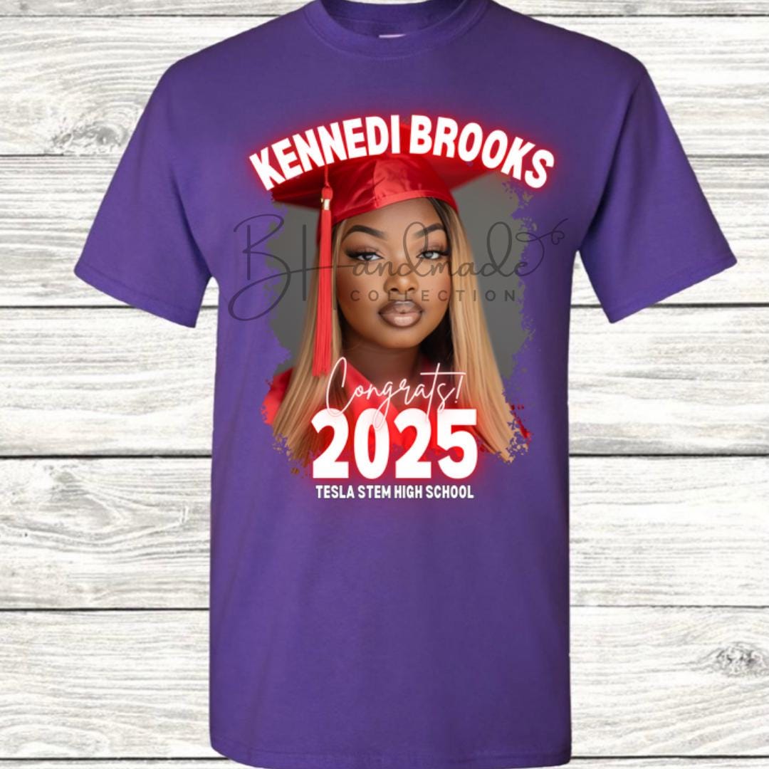 Custom Graduation Shirt | Class of 2025 | graphic style 1| Photo, Name, School Colors