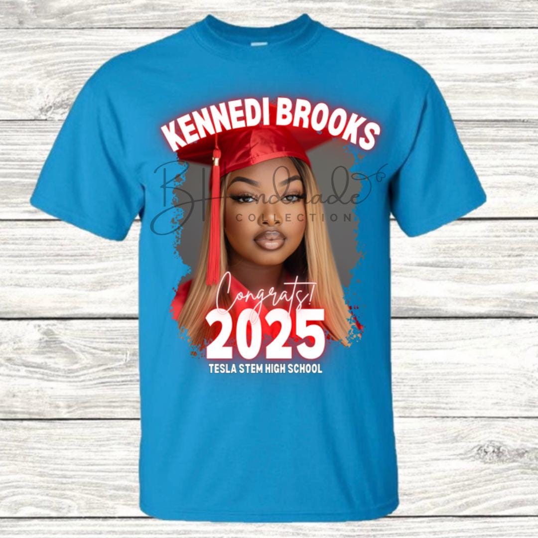 Custom Graduation Shirt | Class of 2025 | graphic style 1| Photo, Name, School Colors