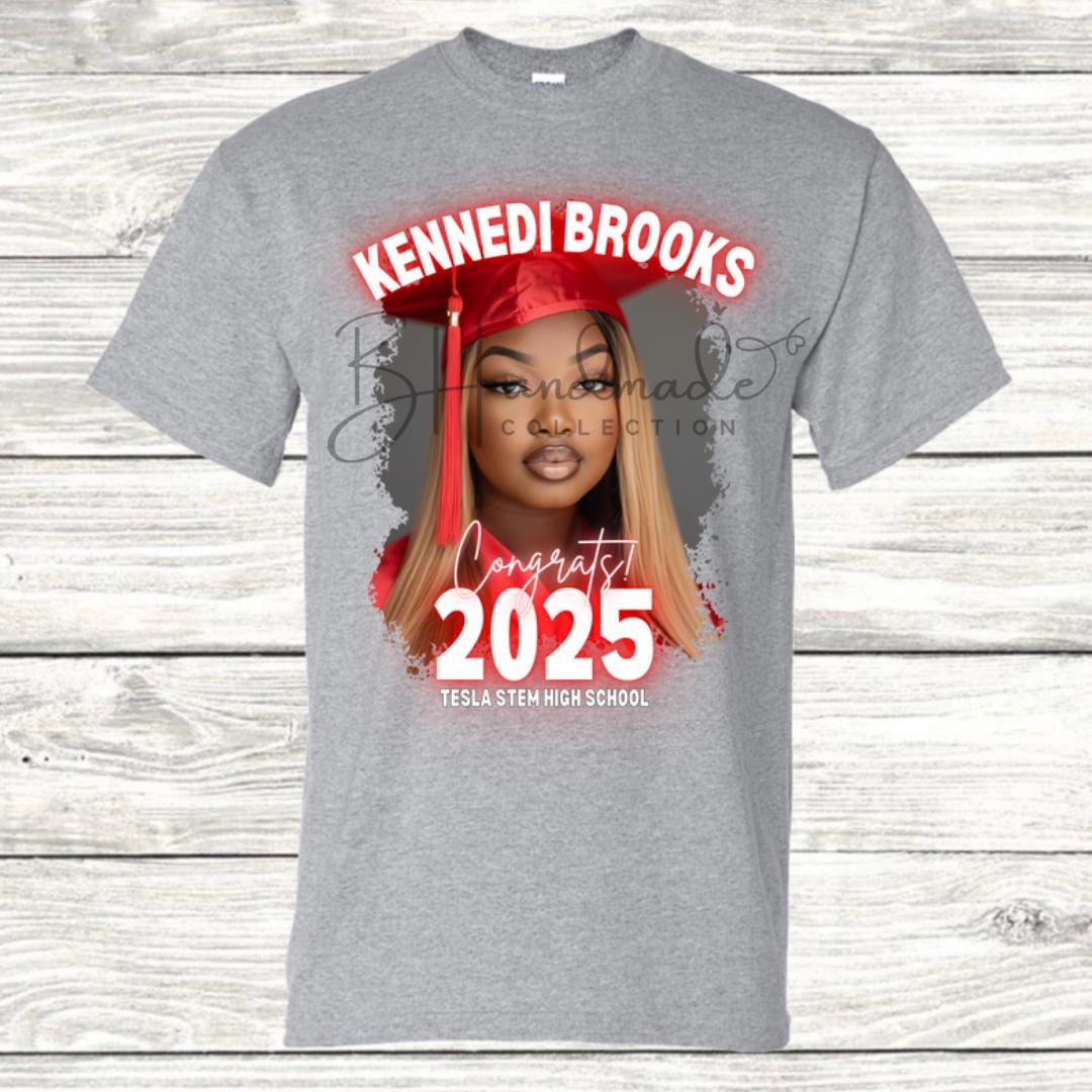 Custom Graduation Shirt | Class of 2025 | graphic style 1| Photo, Name, School Colors