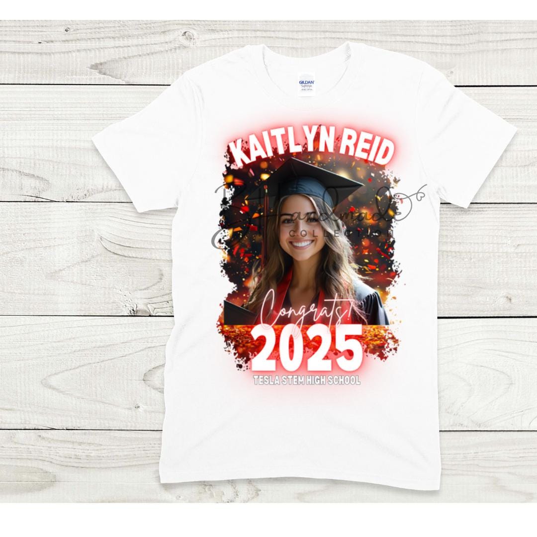 Custom Graduation Shirt | Class of 2025 | graphic style 2| Photo, Name, School Colors