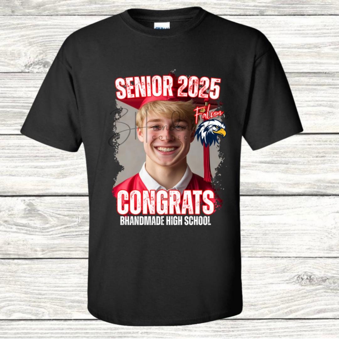 Custom Graduation Shirt | Class of 2025 | graphic style 3| Photo, Name, School Colors