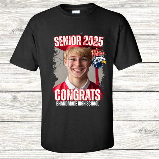 Custom Graduation Shirt | Class of 2025 | graphic style 3| Photo, Name, School Colors