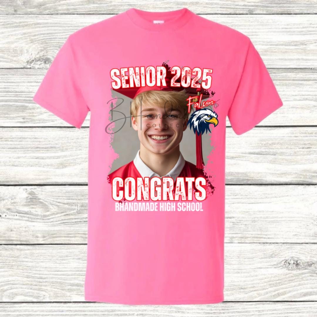 Custom Graduation Shirt | Class of 2025 | graphic style 3| Photo, Name, School Colors