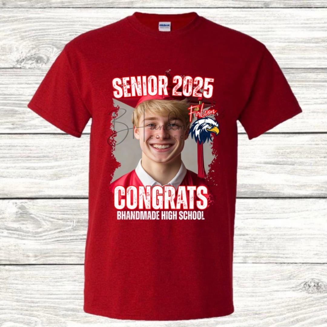 Custom Graduation Shirt | Class of 2025 | graphic style 3| Photo, Name, School Colors