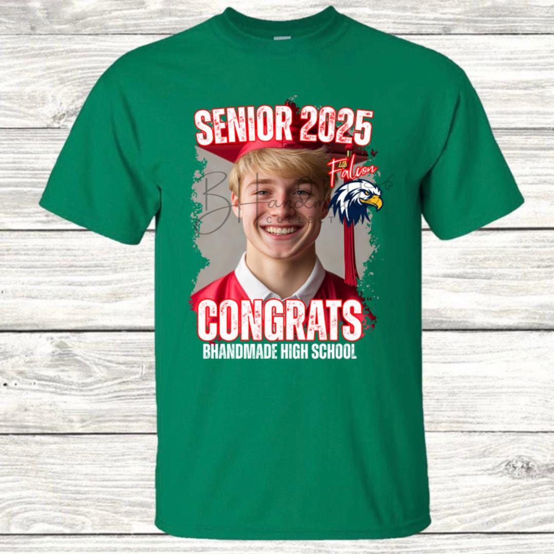 Custom Graduation Shirt | Class of 2025 | graphic style 3| Photo, Name, School Colors