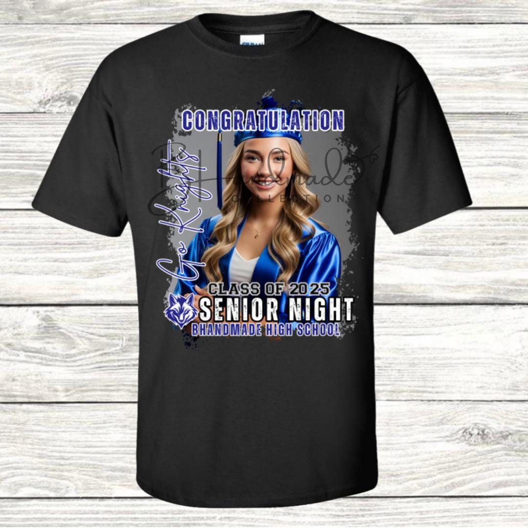 Custom Graduation Shirt | Class of 2025 | graphic style 6| Photo, Name, School Colors