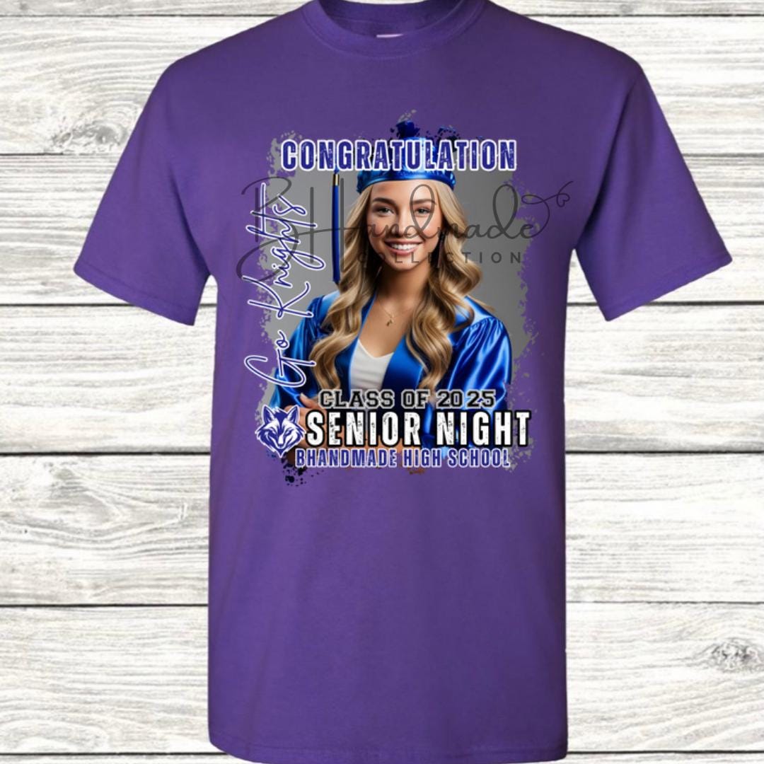 Custom Graduation Shirt | Class of 2025 | graphic style 6| Photo, Name, School Colors