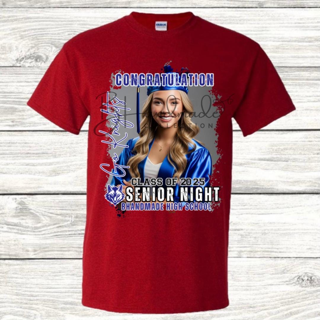 Custom Graduation Shirt | Class of 2025 | graphic style 6| Photo, Name, School Colors