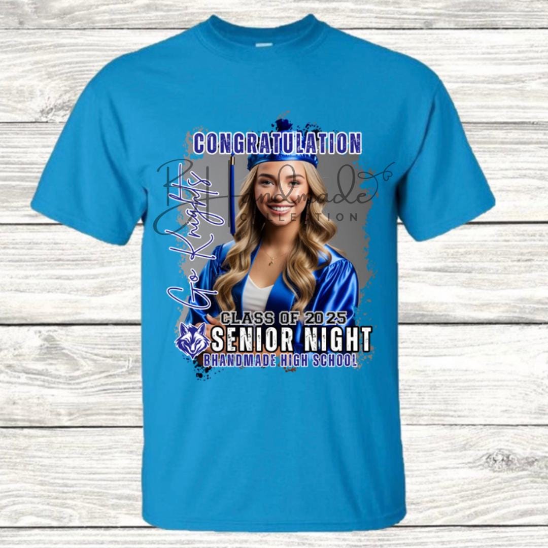 Custom Graduation Shirt | Class of 2025 | graphic style 6| Photo, Name, School Colors