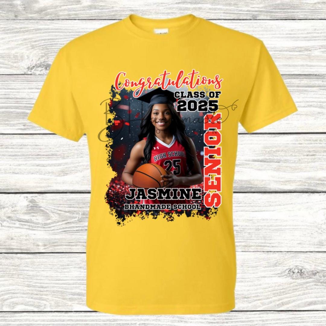Custom Graduation Shirt | Class of 2025 | graphic style 9| Photo, Name, School Colors