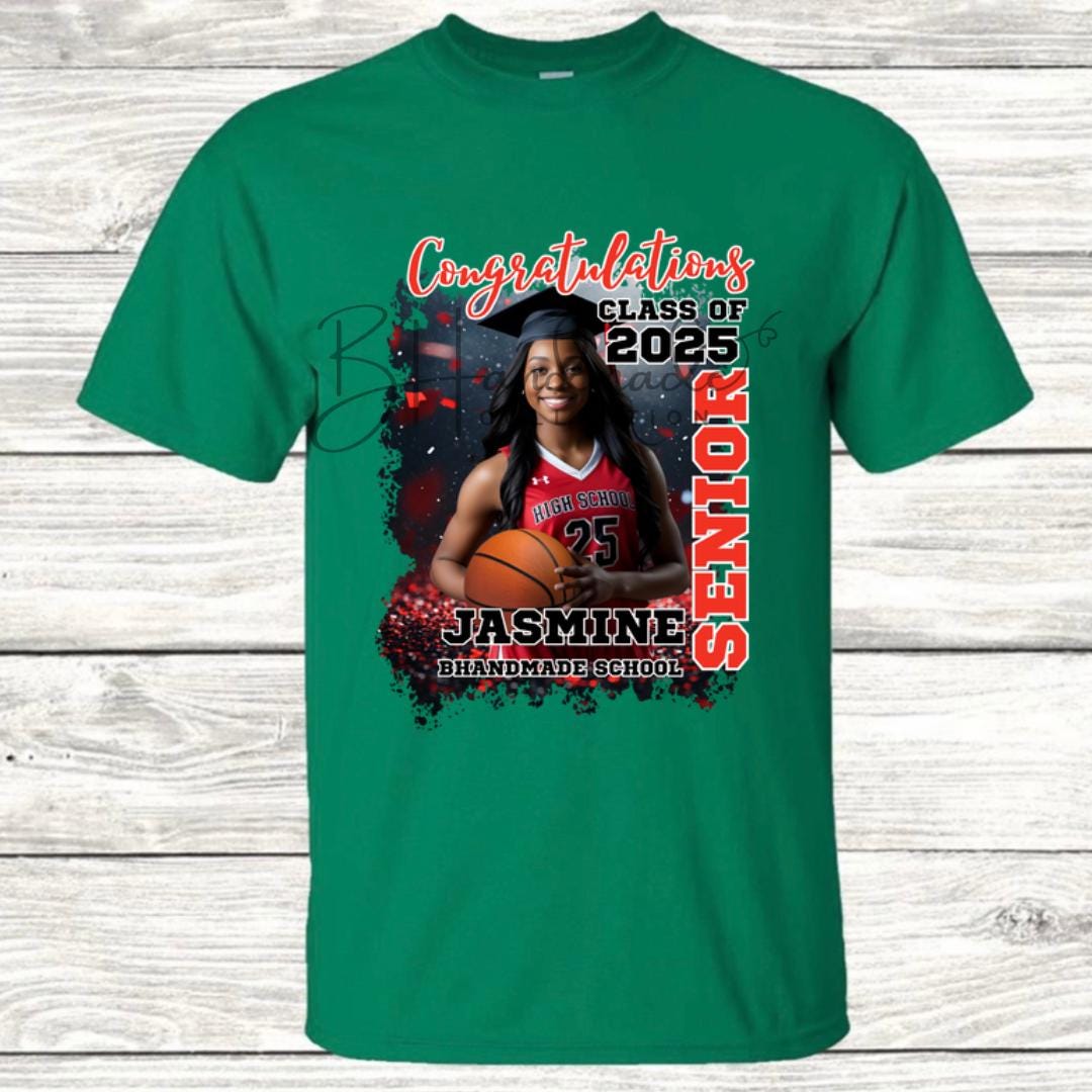 Custom Graduation Shirt | Class of 2025 | graphic style 9| Photo, Name, School Colors