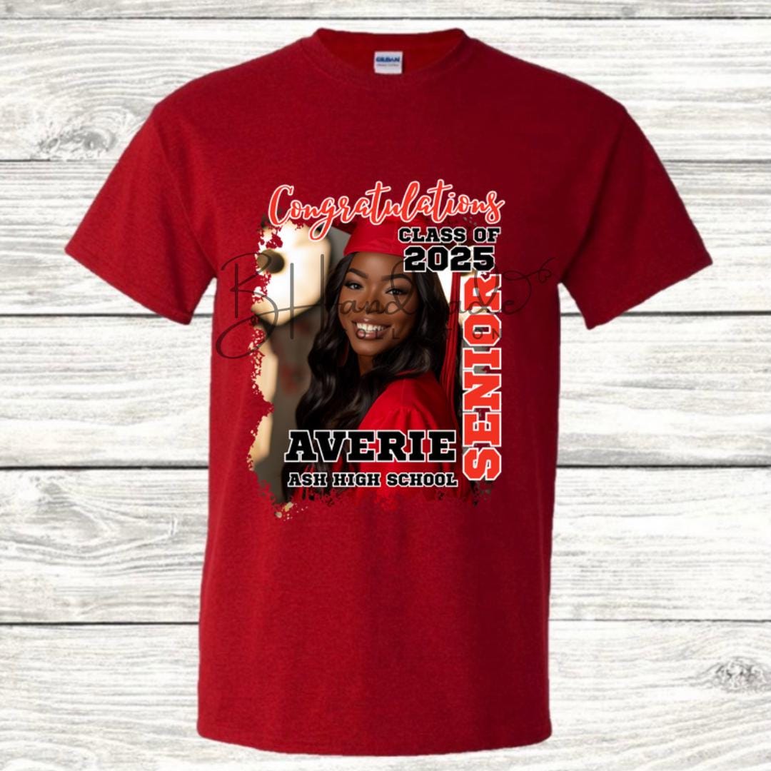 Custom Graduation Shirt | Class of 2025 | graphic style 10| Photo, Name, School Colors