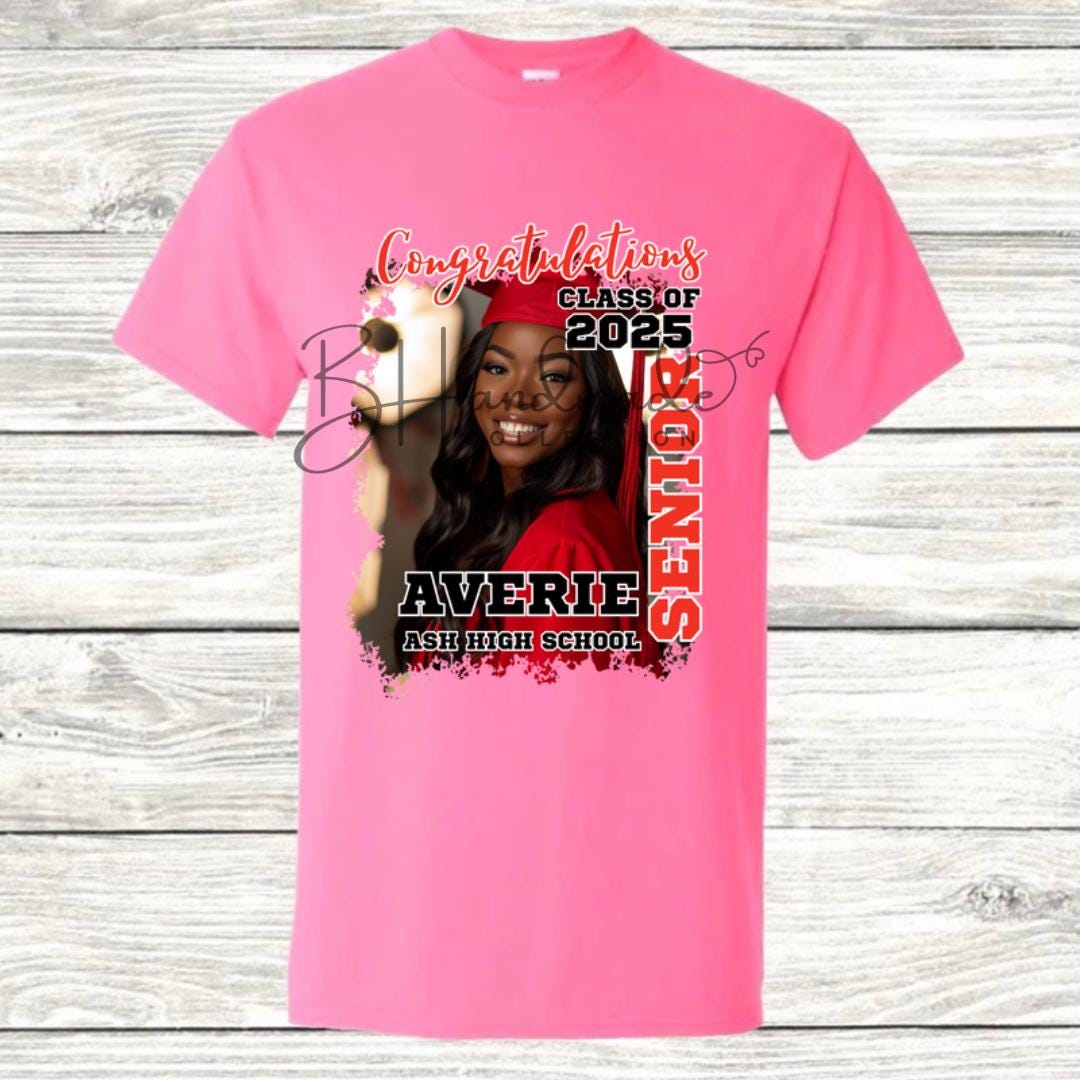 Custom Graduation Shirt | Class of 2025 | graphic style 10| Photo, Name, School Colors