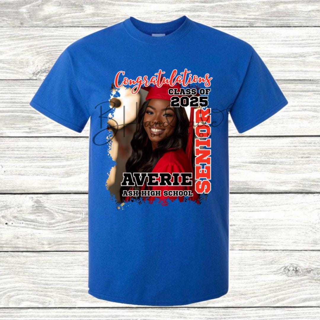Custom Graduation Shirt | Class of 2025 | graphic style 10| Photo, Name, School Colors