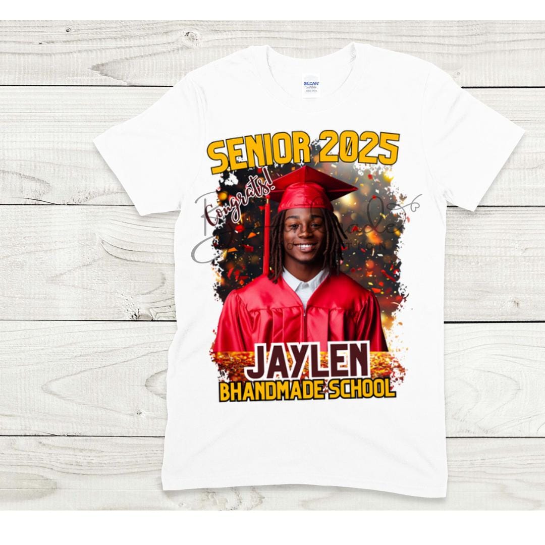 Custom Graduation Shirt | Class of 2025 | graphic style 11| Photo, Name, School Colors