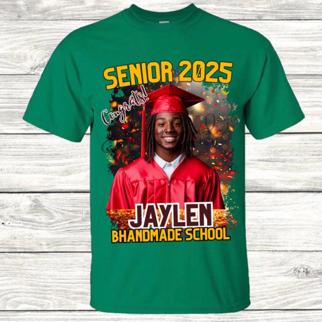 Custom Graduation Shirt | Class of 2025 | graphic style 11| Photo, Name, School Colors