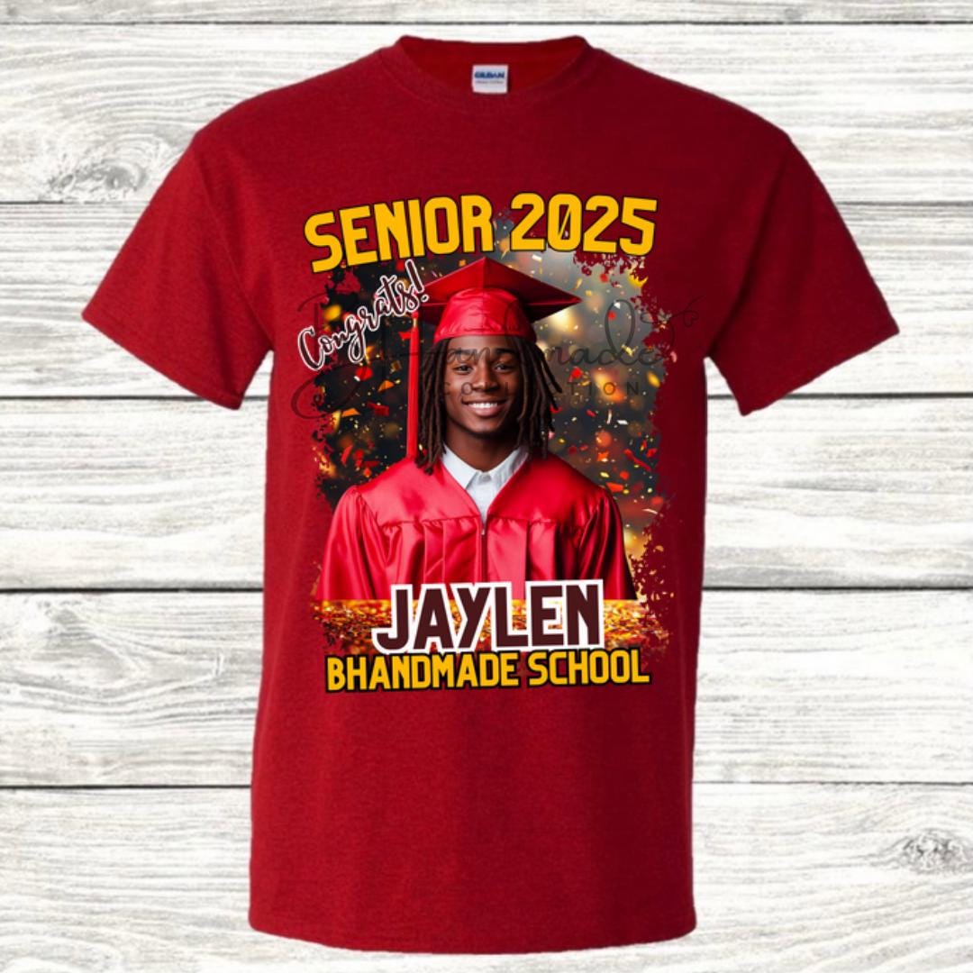 Custom Graduation Shirt | Class of 2025 | graphic style 11| Photo, Name, School Colors