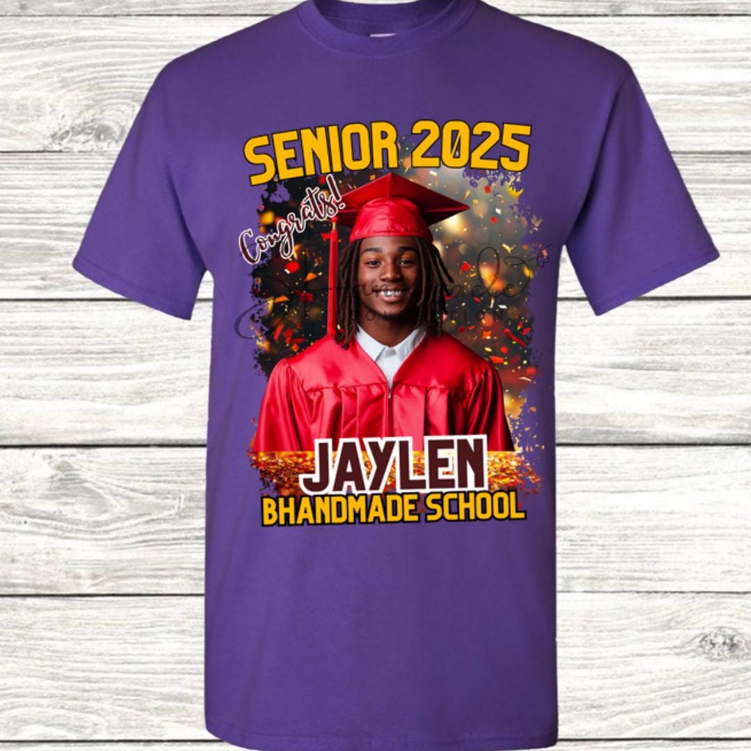 Custom Graduation Shirt | Class of 2025 | graphic style 11| Photo, Name, School Colors