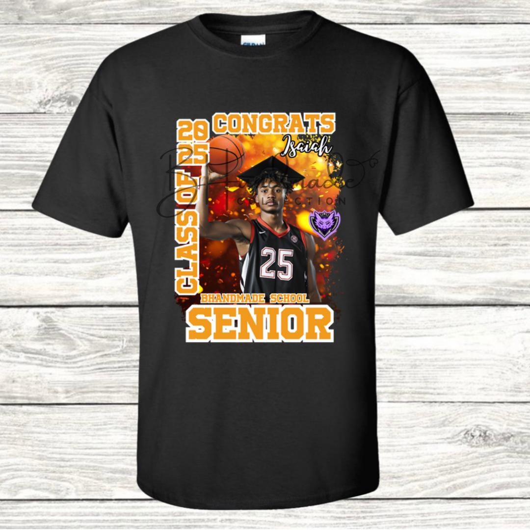 Custom Graduation Shirt | Class of 2025 | graphic style 12| Photo, Name, School Colors