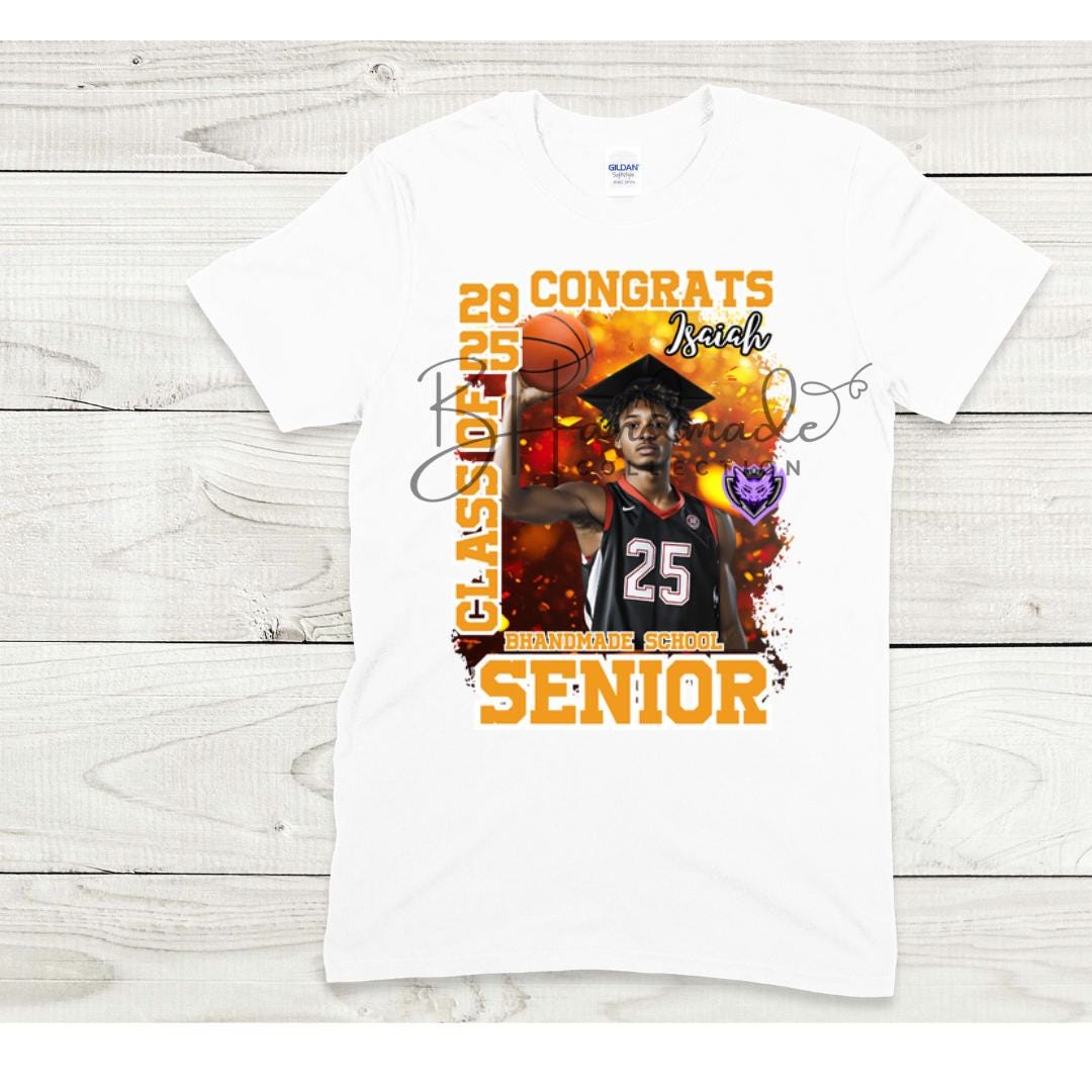Custom Graduation Shirt | Class of 2025 | graphic style 12| Photo, Name, School Colors