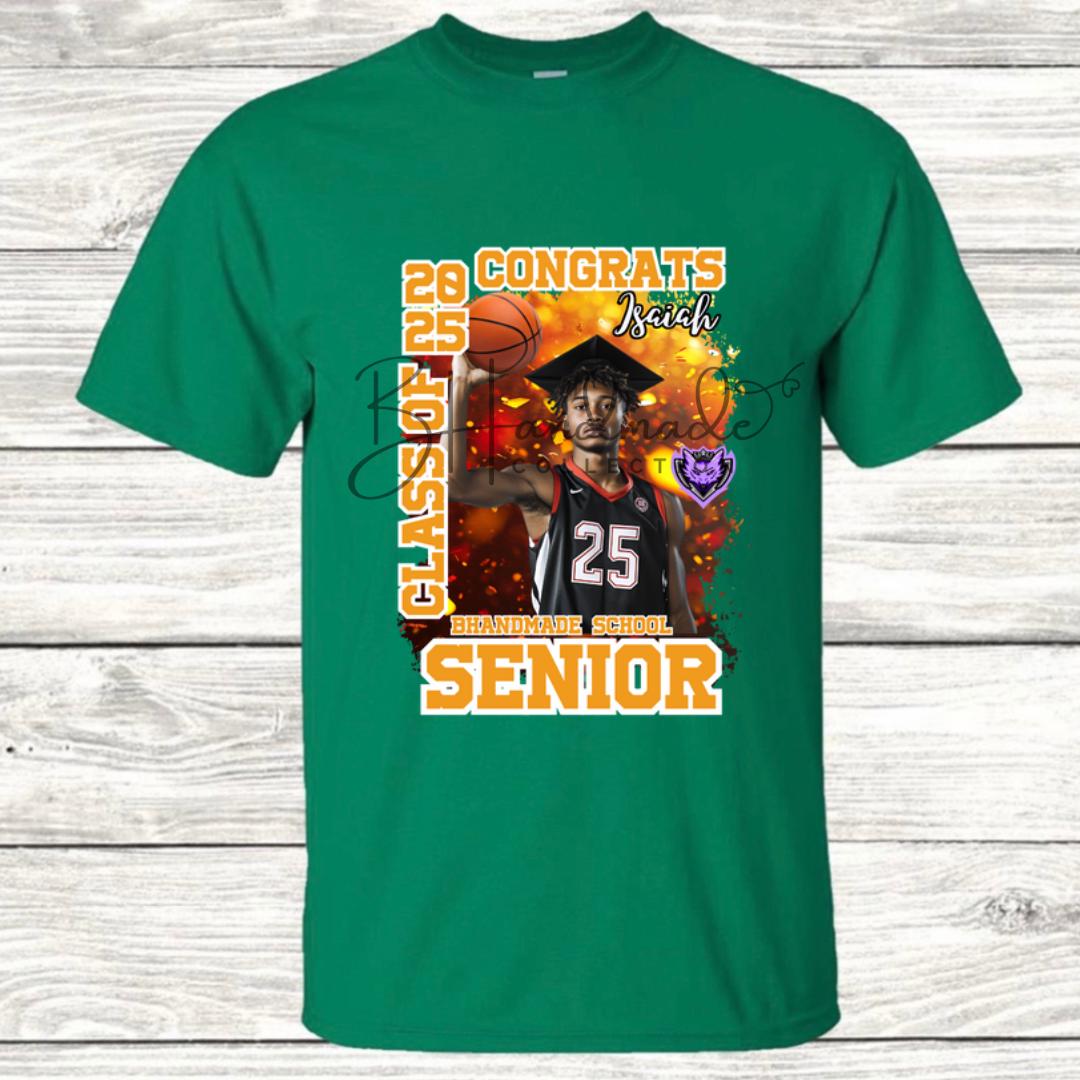 Custom Graduation Shirt | Class of 2025 | graphic style 12| Photo, Name, School Colors