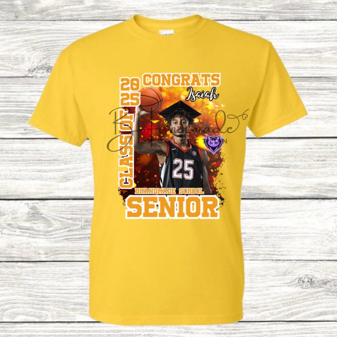 Custom Graduation Shirt | Class of 2025 | graphic style 12| Photo, Name, School Colors